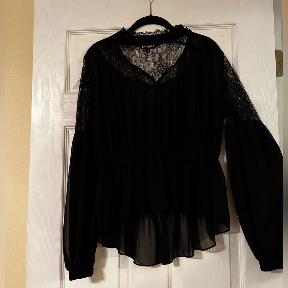 Express Black Lace Sheer Top